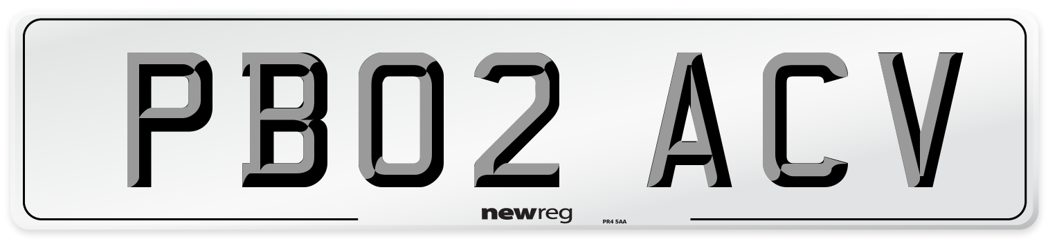 PB02 ACV Number Plate from New Reg